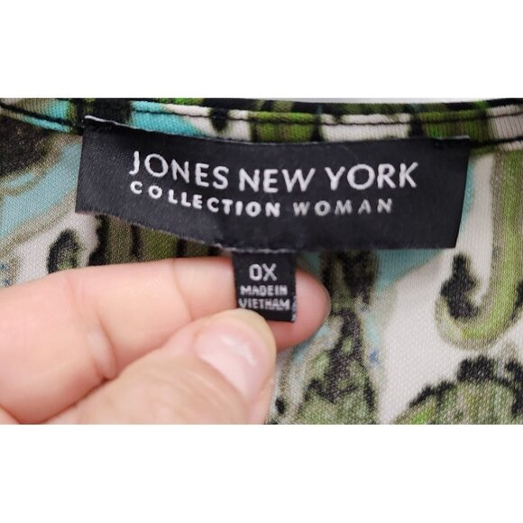 Jones New York Collection Womens Midi Dress Sz 0X Green Printed Sleeveless BOHO - Picture 4 of 8